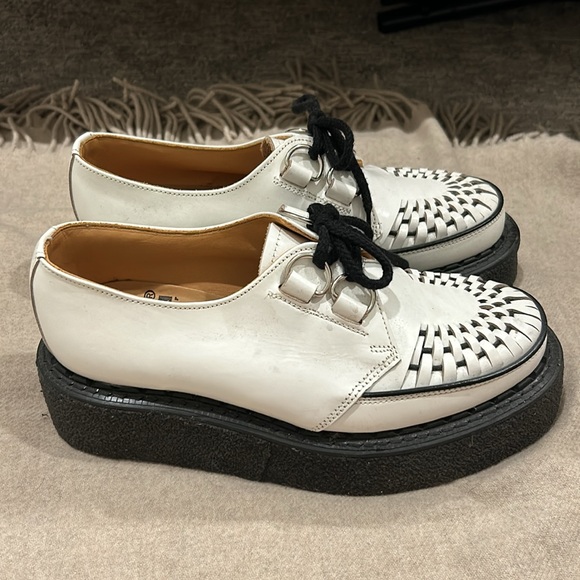 George Cox white leather platform shoes - Picture 2 of 6